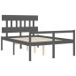 Giroletto con Testiera Grigio 4FT6 Double in Legno Massello Giroletto con Testiera Grigio 4FT6 Double in Legno Massello