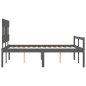 Giroletto con Testiera Grigio 4FT6 Double in Legno Massello Giroletto con Testiera Grigio 4FT6 Double in Legno Massello