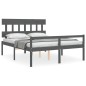 vidaXL Letto per Anziani con Testiera Grigio King in Legno Massello vidaXL Letto per Anziani con Testiera Grigio King in Legno Massello