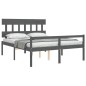 vidaXL Letto per Anziani con Testiera Grigio King in Legno Massello vidaXL Letto per Anziani con Testiera Grigio King in Legno Massello