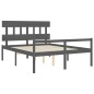 vidaXL Letto per Anziani con Testiera Grigio King in Legno Massello vidaXL Letto per Anziani con Testiera Grigio King in Legno Massello
