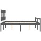 vidaXL Letto per Anziani con Testiera Grigio King in Legno Massello vidaXL Letto per Anziani con Testiera Grigio King in Legno Massello