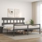 Giroletto con Testiera Grigio 6FT Super King in Legno Massello Giroletto con Testiera Grigio 6FT Super King in Legno Massello