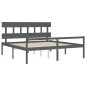 Giroletto con Testiera Grigio 6FT Super King in Legno Massello Giroletto con Testiera Grigio 6FT Super King in Legno Massello