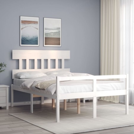 Giroletto con Testiera Bianco 140x200 cm in Legno Massello