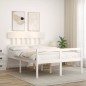Giroletto con Testiera Bianco 140x200 cm in Legno Massello Giroletto con Testiera Bianco 140x200 cm in Legno Massello
