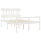Giroletto con Testiera Bianco 140x200 cm in Legno Massello Giroletto con Testiera Bianco 140x200 cm in Legno Massello