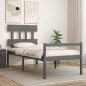 Giroletto con Testiera Grigio 100x200 cm in Legno Massello