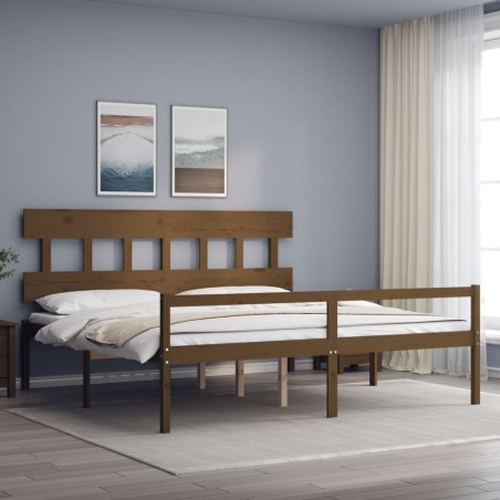 Giroletto con Testiera Miele 6FT Super King in Legno Massello