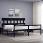 Giroletto con Testiera Nero 6FT Super King in Legno Massello Giroletto con Testiera Nero 6FT Super King in Legno Massello