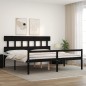 Giroletto con Testiera Nero 6FT Super King in Legno Massello Giroletto con Testiera Nero 6FT Super King in Legno Massello