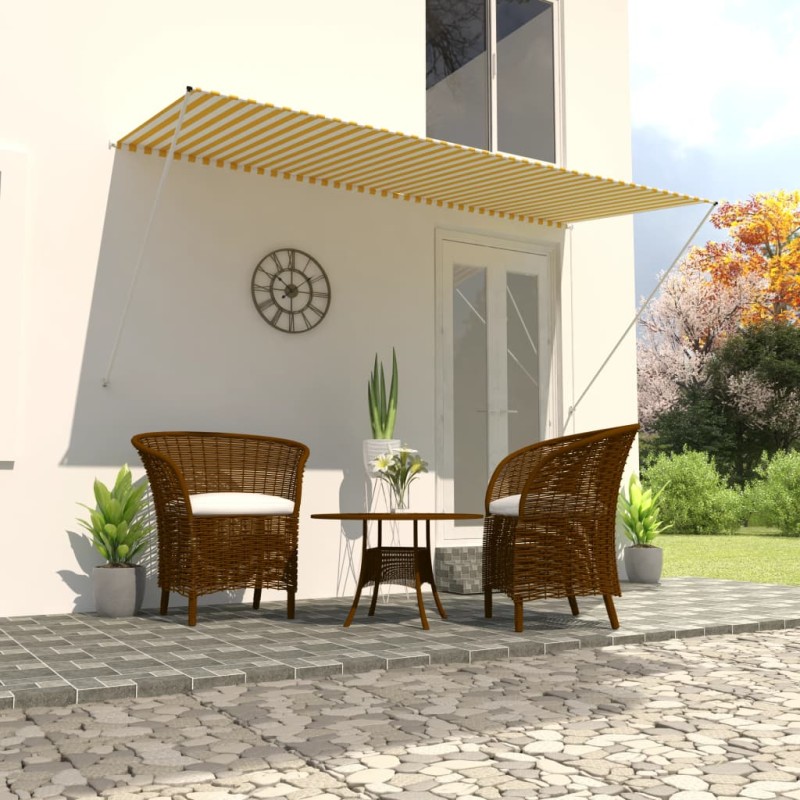 Tenda da Sole Retrattile 300x150 cm Giallo e Bianco Tenda da Sole Retrattile 300x150 cm Giallo e Bianco