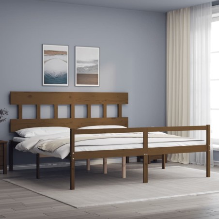 vidaXL Letto Anziani senza Materasso Ambrato 200x200cm Legno Massello