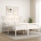 Giroletto con Testiera Bianco 160x200 cm Legno Massello Giroletto con Testiera Bianco 160x200 cm Legno Massello