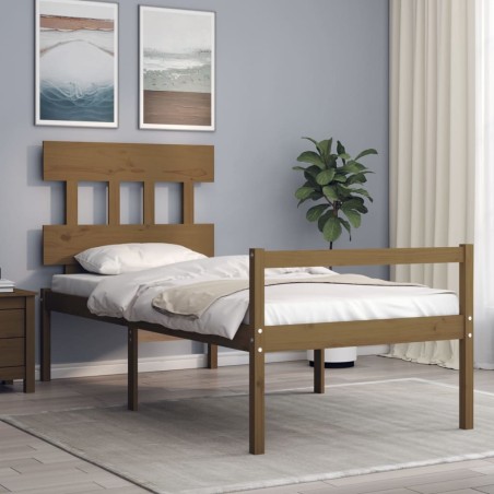 Giroletto con Testiera Miele 90x200 cm in Legno Massello