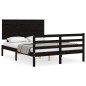 Giroletto con Testiera Nero 4FT Small Double in Legno Massello