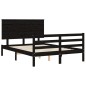 Giroletto con Testiera Nero 140x190 cm in Legno Massello Giroletto con Testiera Nero 140x190 cm in Legno Massello