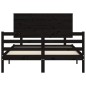 Giroletto con Testiera Nero 140x190 cm in Legno Massello Giroletto con Testiera Nero 140x190 cm in Legno Massello