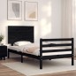 Giroletto con Testiera Nero 100x200 cm in Legno Massello