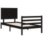 Giroletto con Testiera Nero 100x200 cm in Legno Massello