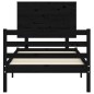 Giroletto con Testiera Nero 100x200 cm in Legno Massello