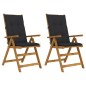 Sedie da Giardino Reclinabili 2 pz con Cuscini Massello Acacia Sedie da Giardino Reclinabili 2 pz con Cuscini Massello Acacia