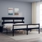 Giroletto con Testiera Nero 200x200 cm in Legno Massello