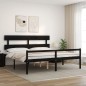 Giroletto con Testiera Nero 200x200 cm in Legno Massello