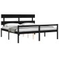 Giroletto con Testiera Nero 200x200 cm in Legno Massello