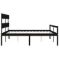 Giroletto con Testiera Nero 200x200 cm in Legno Massello