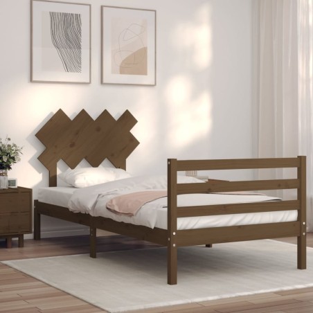Giroletto con Testiera Miele 100x200 cm in Legno Massello