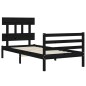 Giroletto con Testiera Nero 90x200 cm in Legno Massello