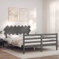 Giroletto con Testiera Grigio 140x190 cm in Legno Massello Giroletto con Testiera Grigio 140x190 cm in Legno Massello