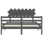 Giroletto con Testiera Grigio 140x200 cm in Legno Massello Giroletto con Testiera Grigio 140x200 cm in Legno Massello