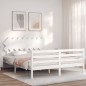 Giroletto con Testiera Bianco 160x200 cm Legno Massello Giroletto con Testiera Bianco 160x200 cm Legno Massello