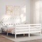 Giroletto con Testiera Bianco 160x200 cm Legno Massello Giroletto con Testiera Bianco 160x200 cm Legno Massello