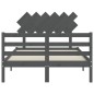 Giroletto con Testiera Grigio 4FT6 Double in Legno Massello