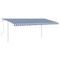 Tenda da Sole Retrattile Manuale con Pali 5x3,5 m Blu e Bianca