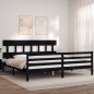 Giroletto con Testiera Nero 6FT Super King in Legno Massello Giroletto con Testiera Nero 6FT Super King in Legno Massello