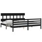 Giroletto con Testiera Nero 6FT Super King in Legno Massello Giroletto con Testiera Nero 6FT Super King in Legno Massello