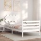 Giroletto con Testiera Bianco 100x200 cm in Legno Massello Giroletto con Testiera Bianco 100x200 cm in Legno Massello
