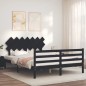 Giroletto con Testiera Nero 5FT King Size in Legno Massello Giroletto con Testiera Nero 5FT King Size in Legno Massello