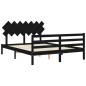 Giroletto con Testiera Nero 5FT King Size in Legno Massello Giroletto con Testiera Nero 5FT King Size in Legno Massello