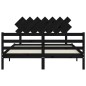 Giroletto con Testiera Nero 5FT King Size in Legno Massello Giroletto con Testiera Nero 5FT King Size in Legno Massello