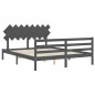 Giroletto con Testiera Grigio 160x200 cm Legno Massello