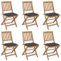 Sedie da Giardino Pieghevoli 6 pz con Cuscini Massello Acacia Sedie da Giardino Pieghevoli 6 pz con Cuscini Massello Acacia