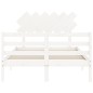 Giroletto con Testiera Bianco 120x200 cm in Legno Massello Giroletto con Testiera Bianco 120x200 cm in Legno Massello