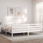 Giroletto con Testiera Bianco 200x200 cm in Legno Massello Giroletto con Testiera Bianco 200x200 cm in Legno Massello