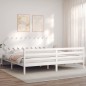 Giroletto con Testiera Bianco 200x200 cm in Legno Massello Giroletto con Testiera Bianco 200x200 cm in Legno Massello
