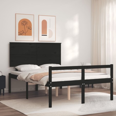 Giroletto con Testiera Nero 4FT Small Double in Legno Massello